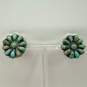 Sterling Silver Royston Turquoise Floral Stud Earrings